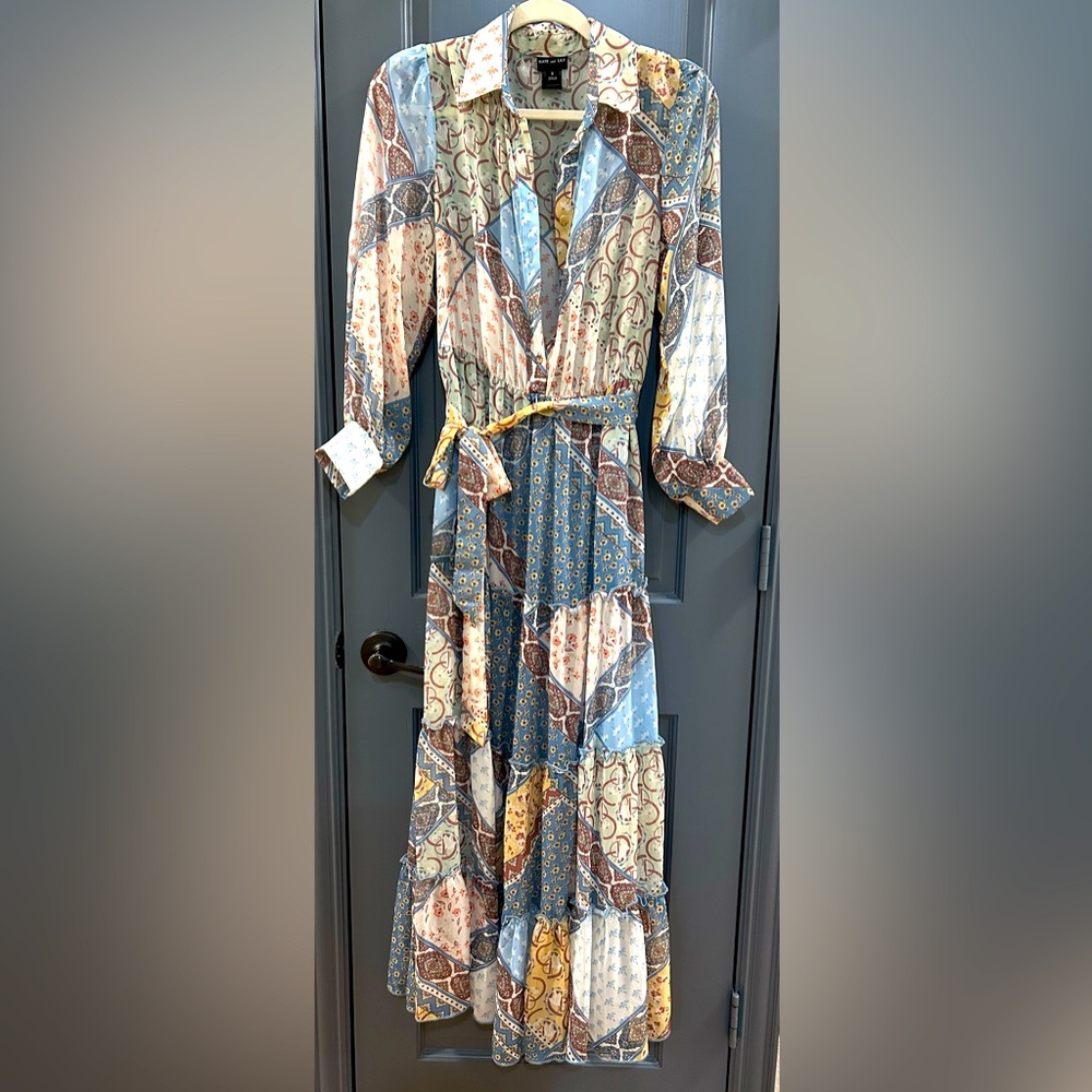 Kate and Lily Womens Boho Cottagecore Ditsy Floral Patchwork Maxi Dress Size 6